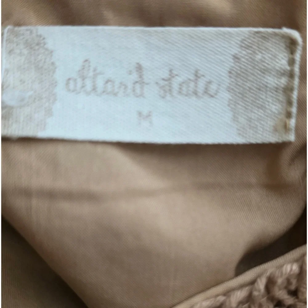 Altar'd State Babydoll Top Womens Medium‎ Tan Excellent Crochet Boho BMT1021C